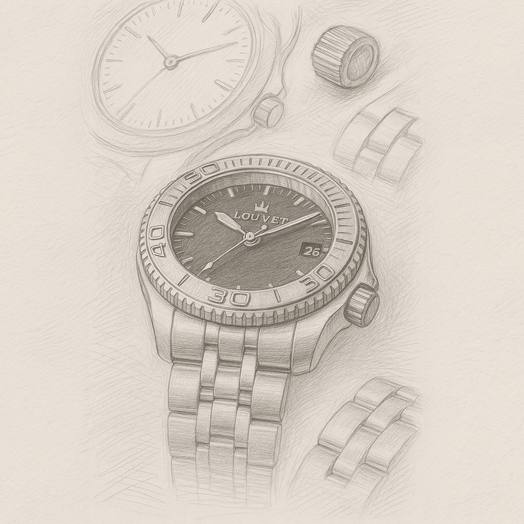 Louvet watch design drawings