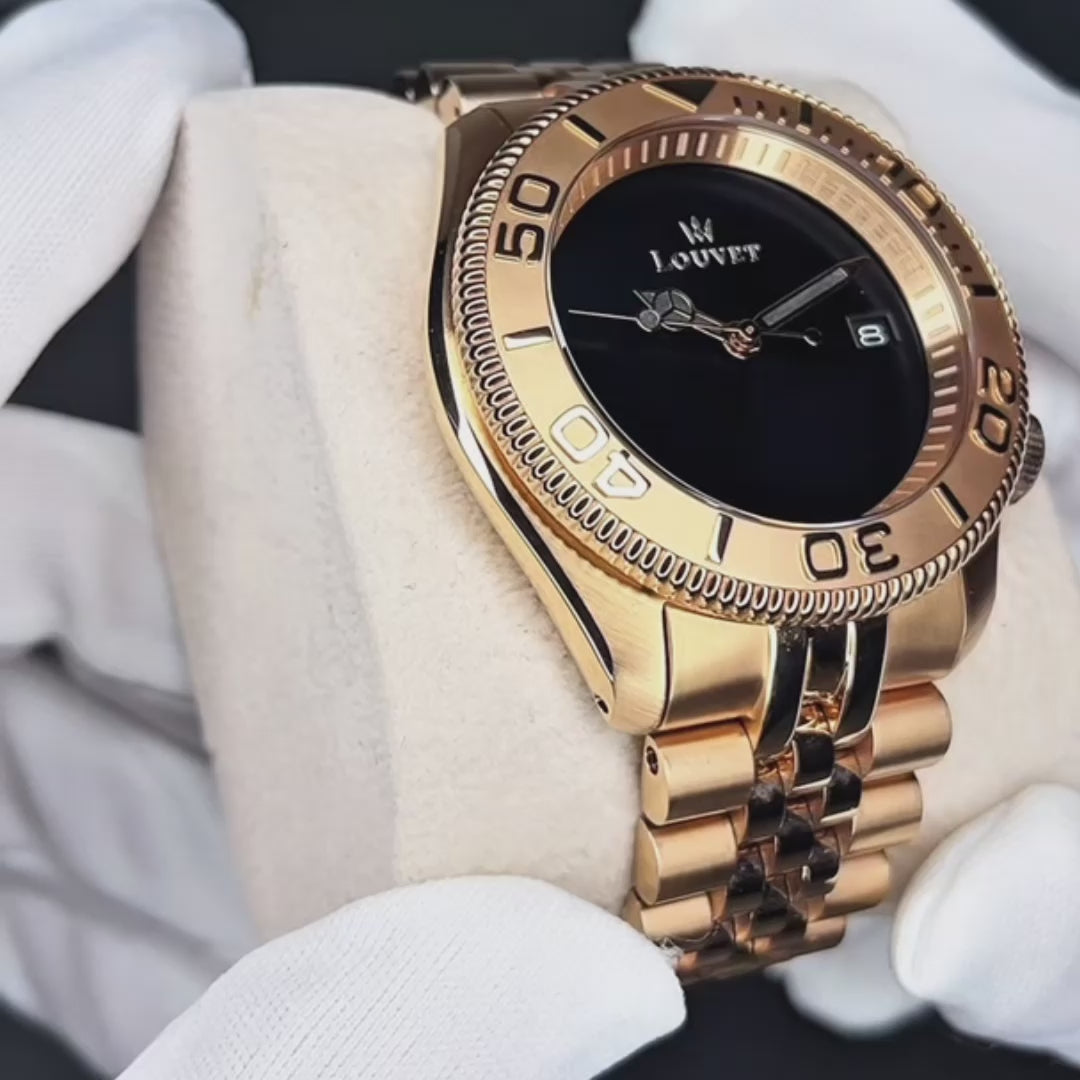 Louvet Rose gold watch perfect craftmanship showcase