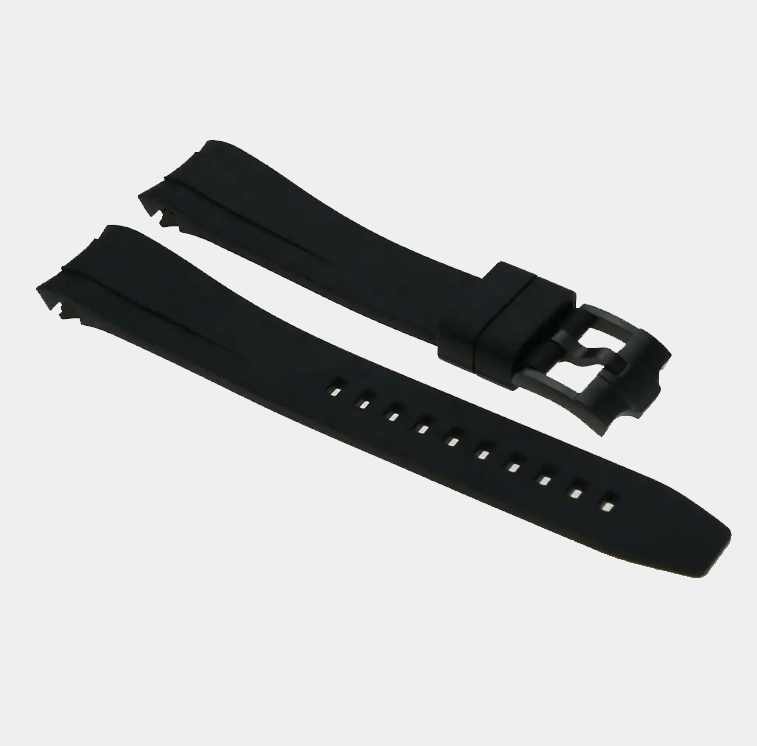 Black Louvet rubber strap photo in the grey background