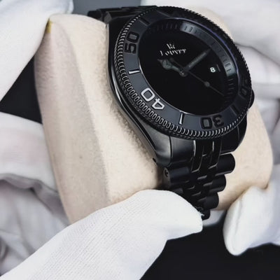 Louvet full black watch showcase of the perfect craftmanship and sleek looking